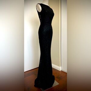 Long black backless lace evening dress Size S